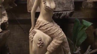 Wood Carving Arts Sale Woodcarvings Sculpture Teak Statue HiDef Video with a Stereo Sound