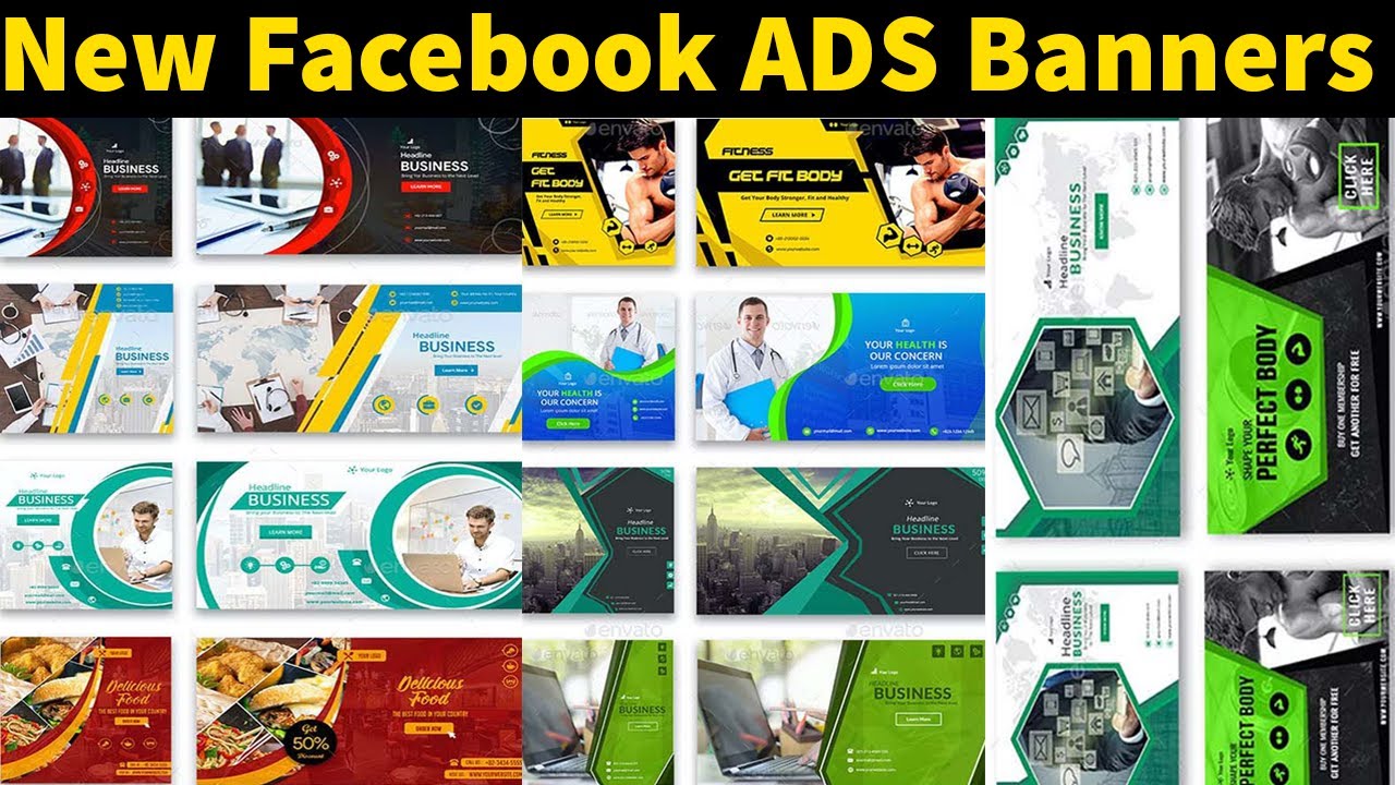 How To Design Facebook Square Ads And Horizontal Ads In Photoshop |Facebook Banners PSD |
