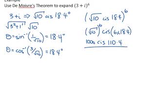 Calculations with De Moivre's Theorem