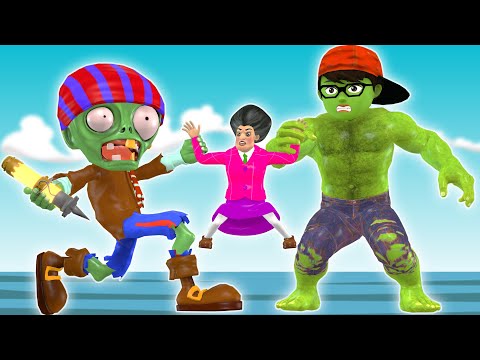 Scary teacher 3D  Superheroes NickHulk and TaniHulk VS Giant Zombie Nick Love Tani funny animation.