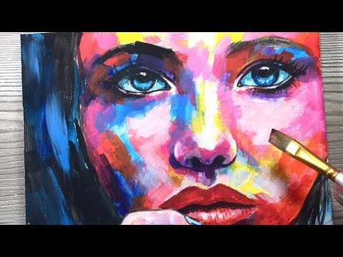 colorful portrait painting woman face by annac paints