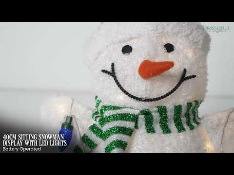 Christabelle 40cm Christmas Sitting Snowman Display with Lights
