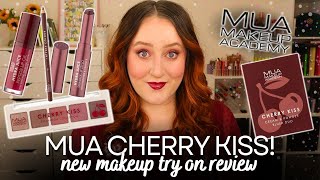 *NEW* MUA CHERRY KISS COLLECTION REVIEW! Unboxing Haul & First Impression Eyeshadow Blush Duo & Lips