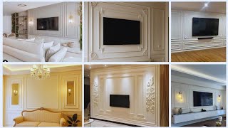 Wall molding with TV unit design || Simple TV walls ideas || latest molding design for living room |