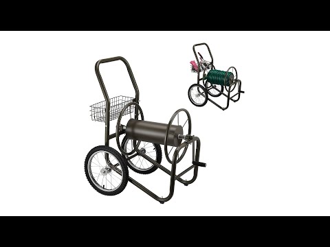 Dévidoir de tuyau brun avec panier Marron - Laiton - Acier - 58 x 100 x 88 cm