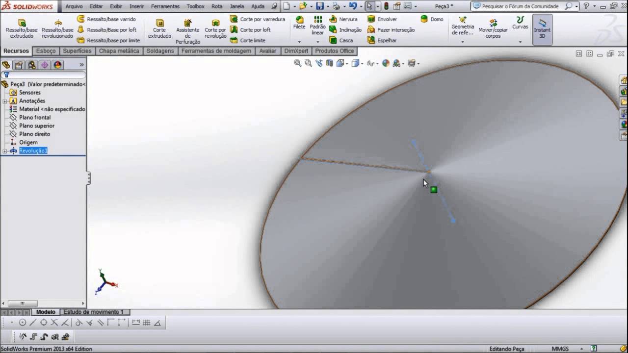 Aula 54 - Criando Tampo Toricônico - Solidworks -  Marcelo Pereira
