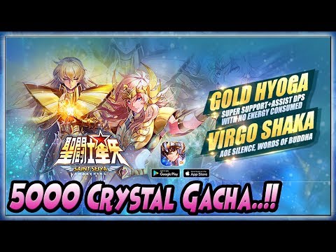 5000 CRYSTAL GACHA..!! GOLD HYOGA (BEST SUPPORT+ASSIST DPS) - Saint Seiya Awakening