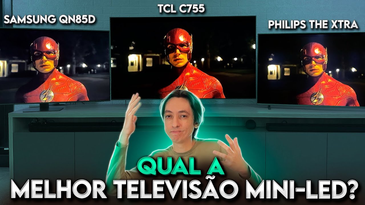 Samsung QN85D vs TCL C755 vs Philips The Xtra - Quem tem a MELHOR TV MINI LED?