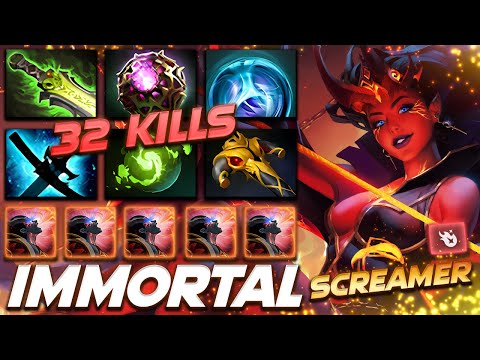 Queen of Pain SCREAMER 32 KILLS Immortal Rank - Dota 2 Pro Gameplay [Watch & Learn]