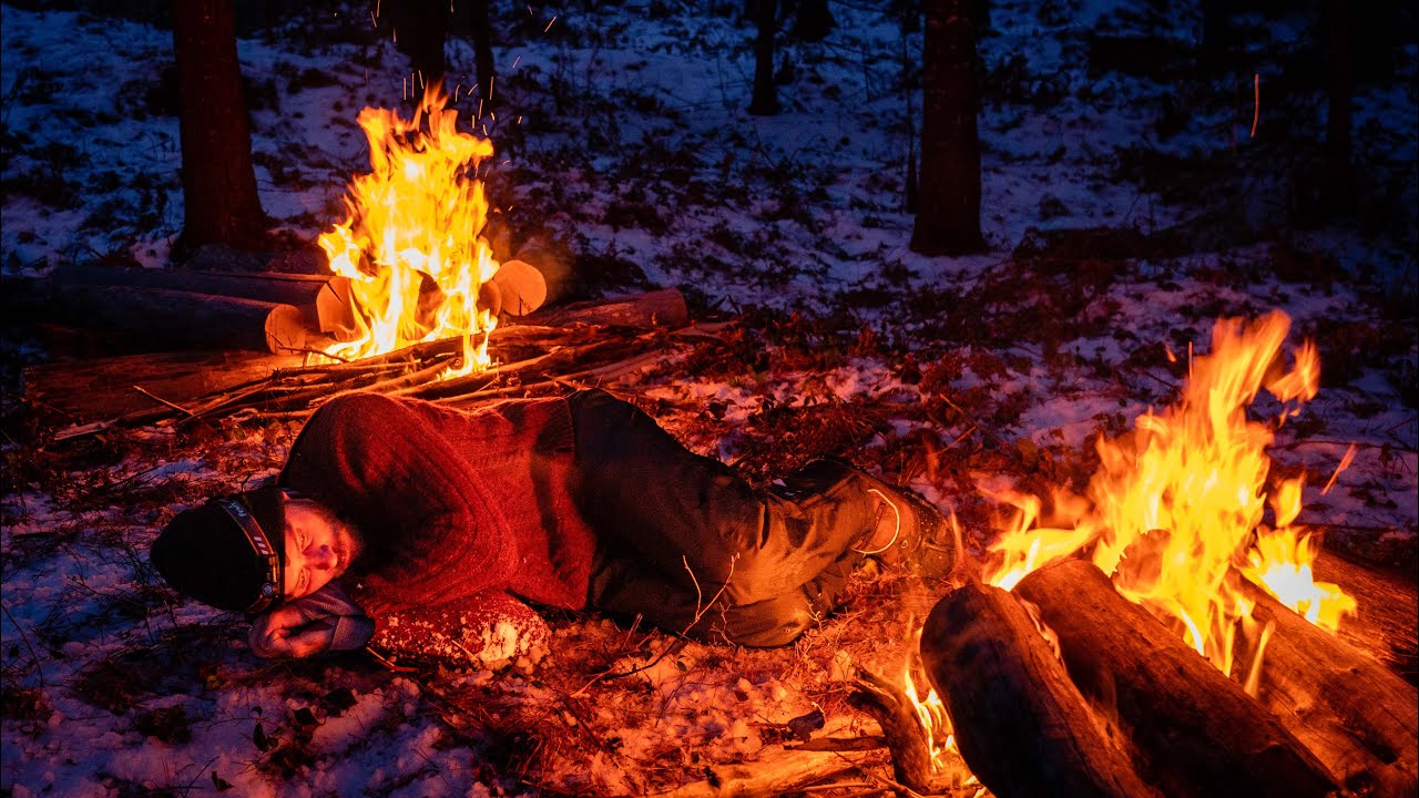 No Sleeping Bag or Shelter - Surviving the Night in the Snow