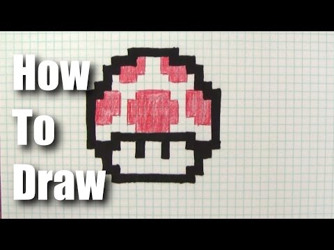 How To Draw a 8-bit Mario Mushroom - YouTube