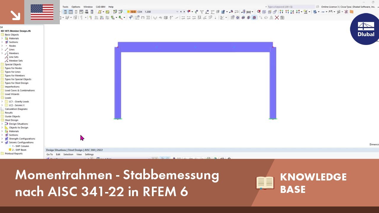 KB 001875 | Biegesteifer Rahmen - Stabbemessung nach AISC 341-22 in RFEM 6