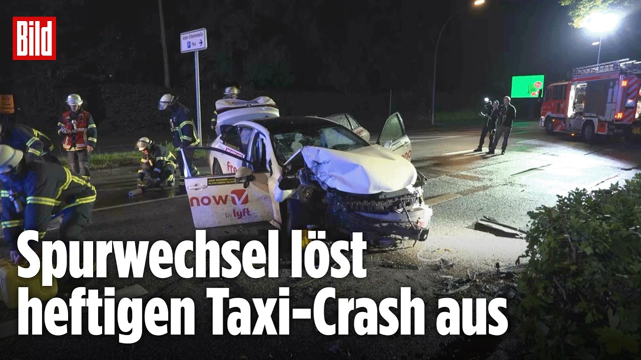 Unfall in Hamburg: Taxi kollidiert mit Porsche und kracht gegen Baum!