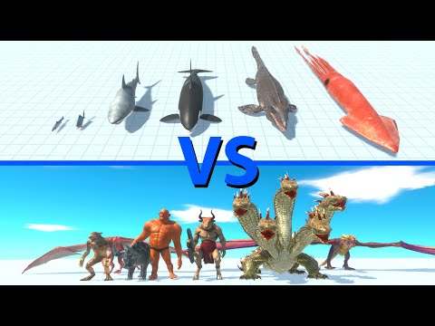 NEW AQUATICS Team vs FANTASY Team - Animal Revolt Battle Simulator