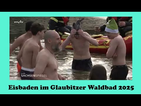 Neujahrsschwimmen / Eisbaden im Waldbad Glaubitz am 1. Januar 2025