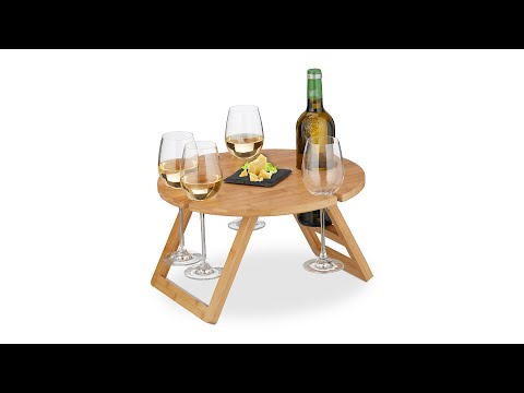 Mini-table portative ronde en bambou Marron - Bambou - 39 x 22 x 39 cm