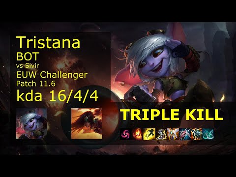 Tristana ADC & Nami vs Sivir & Zilean - EUW Challenger 16/4/4 Patch 11.6 Gameplay