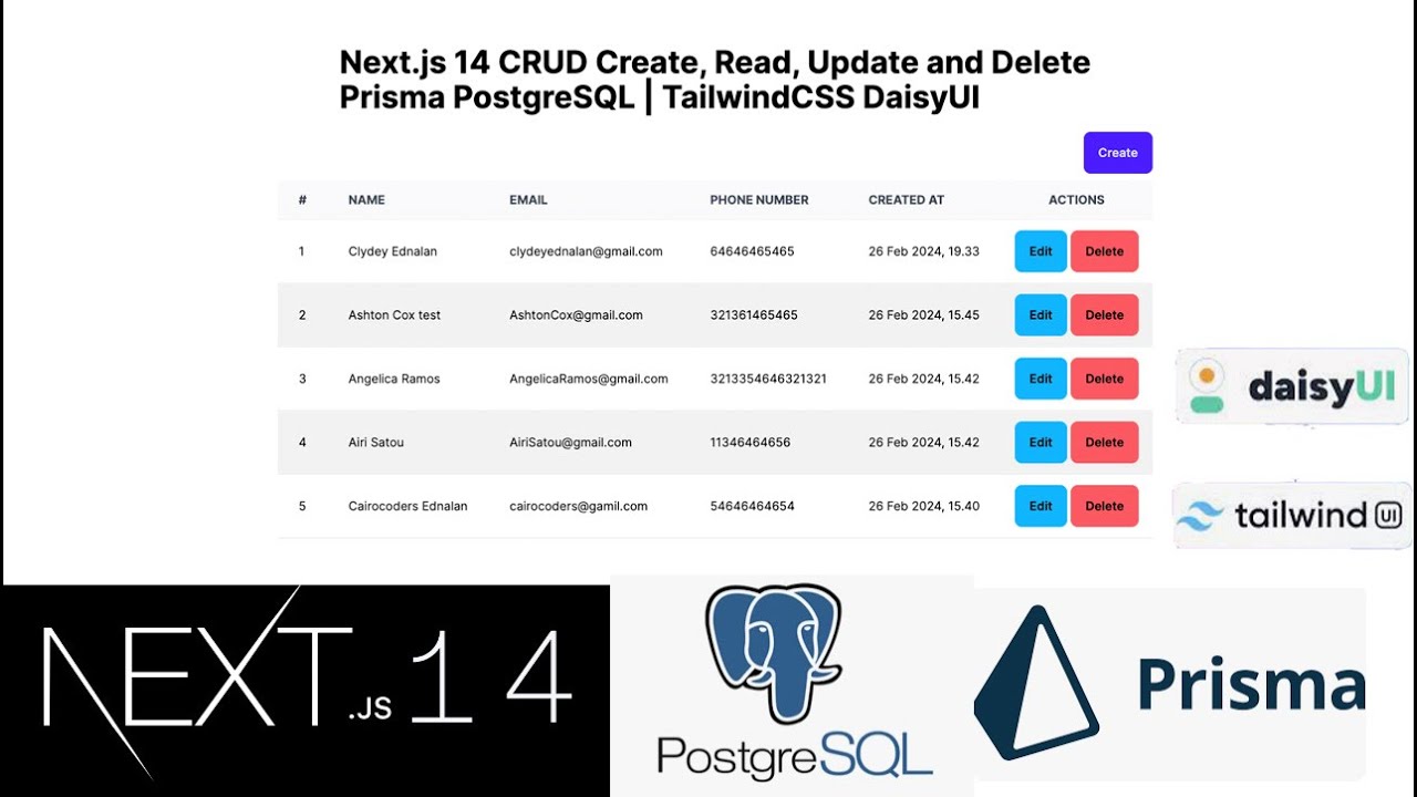Nextjs14 CRUD Postgresql Prisma | TailwindCSS DaisyUI
