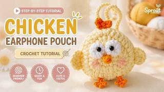 Cute Chicken Earphone Pouch Crochet Tutorial | Easy DIY Amigurumi Bag for Beginners
