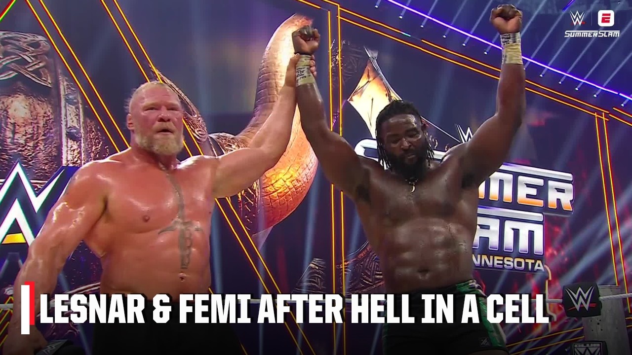 Brock Lesnar passes the torch to Oba Femi at SummerSlam | WWE on ESPN