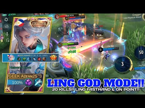 20 KILLS!! LING GOD MODE ON !! LING FASTHAND & ON POINT 😱🔥!! MLBB
