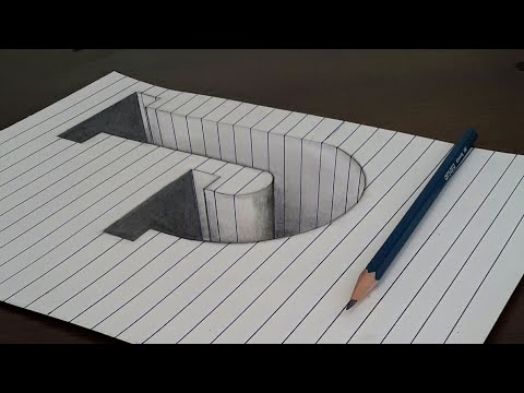 Draw letter J in a hole 3d trick art