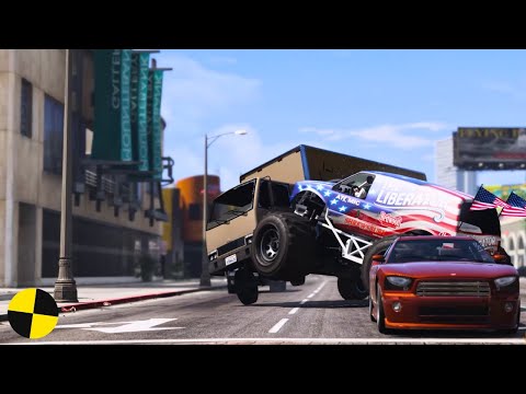 GTA V CRAZY MONSTER TRUCK CRASHES COMPILATION DESTRUCTION GTA 5 CAR CRASHES #34 | CrashDestructions
