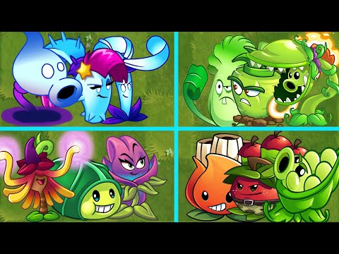 Random 4 Team Plants Conceal-Enchant-Enforce-Arma Battles - PvZ 2 Team Plants vs Team Plants