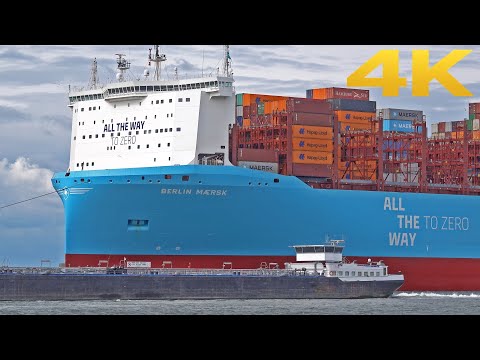 NEW BIGGEST METHANOL POWERED CONTAINER SHIP BERLIN MAERSK AT ROTTERDAM PORT - 4K SHIPSPOTTING 2025
