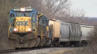 preview picture of video 'CSXT 7523 West (Two C40-8 and One SD40-2) on 1-19-2013'