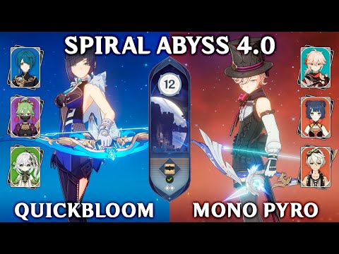 Spiral Abyss 4.0 Floor 12 (9 Stars). Yelan c0 Quickbloom and Lyney c0 Mono Pyro. Genshin Impact 4.0