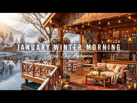 Sweet January Winter Morning at Outdoor Coffee Shop Ambience❄Smooth Jazz Instrumental Music to Study