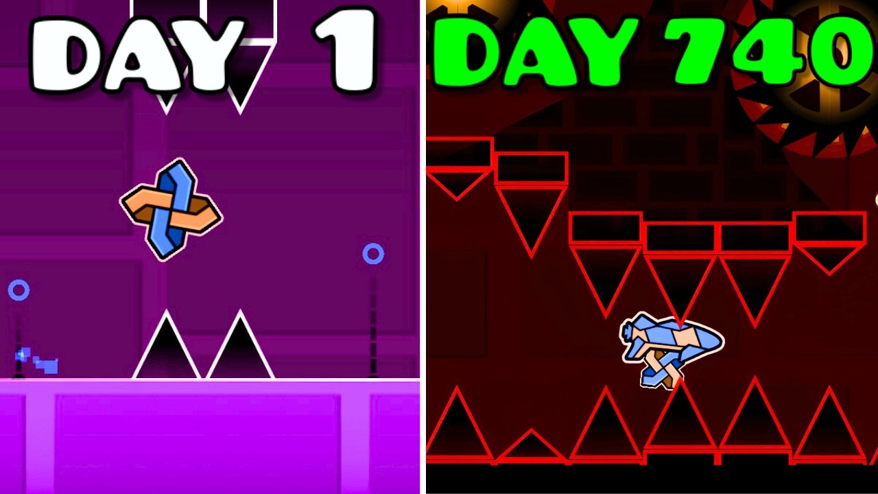 DAY 1 vs DAY 740 (geometry dash)