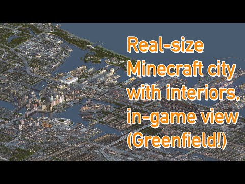 Real-size Minecraft city with interiors, in-game view (Greenfield!)