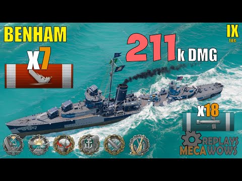 Benham 7 Kills & 211k Damage | World of Warships Gameplay