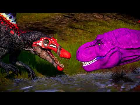 🌍 T-Rex Color Pack vs Indominus Rex vs Spinosaurus vs Allosaurus! 🦖🔥 Batalha Épica!