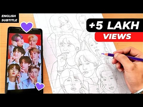 BTS Group Drawing Tutorial || BTS All Member Drawing || BTS Drawings || How to Draw BTS member | BTS