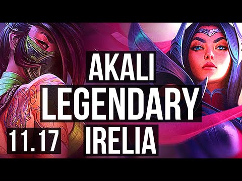 AKALI vs IRELIA (TOP) | 17/1/6, 9 solo kills, Legendary, 300+ games | BR Diamond | v11.17