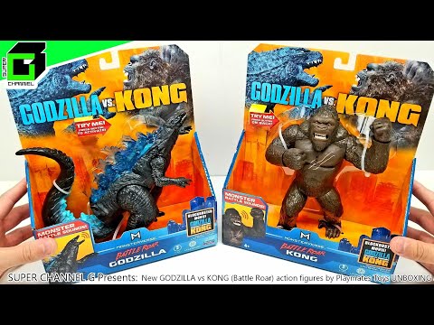 GODZILLA vs KONG (Battle Roar) BOTH action figures by Playmates Toys UNBOXING and REVIEW