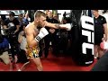 Conor McGregor blasting heavy bag with power punches ahead of Mayweather fight