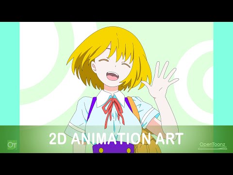 Drawing smile anime girl in OpenToonz digital animation software