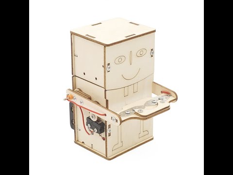 DIY Wooden Toy Coin Swallowing Eating Robot Bank Science Experiment Kits STEM Kid Education Toys