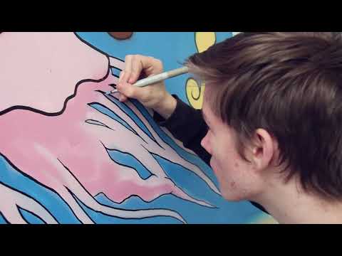 Graffiti im Schularzt Warteraum der HTL1 Linz