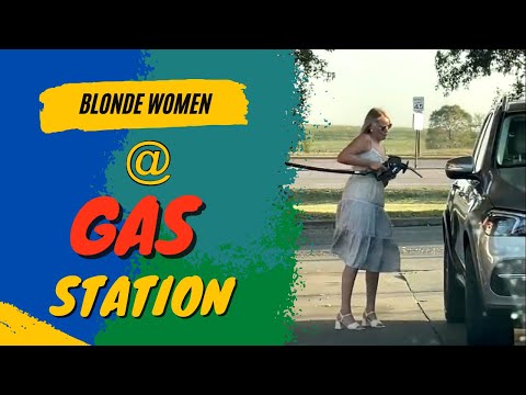 Blonde WOMEN tries to fill up gas in her her Car Funny Video🤣😂