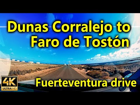 Drive from Corralejo to Faro de Tostón on Fuerteventura / Car Ride / 4K
