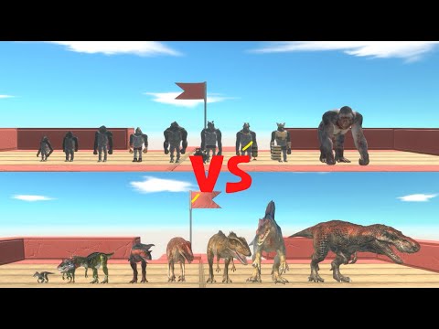 Mutant Primates vs Carnivore Dinosaurs | 10 vs 10 - Animal Revolt Battle Simulator