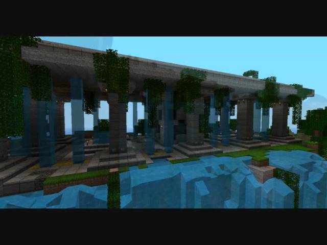 Temple and Waterfall (With creeper statue!) Minecraft Map