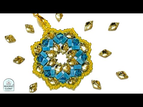 BEADED PENDANT TUTORIAL : gemduos, seed beads, bicones, half tila beads