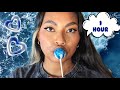 ASMR 1 Hour Lollipop Blueberries And Cream Flavor Tingly Up Close Mouth Sounds Video Loop