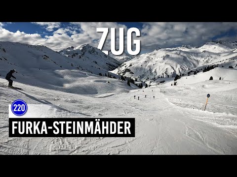 Skiing blue piste 220 'Furka-Steinmähder' in Zug St Anton Ski Arlberg (4K UltraHD)